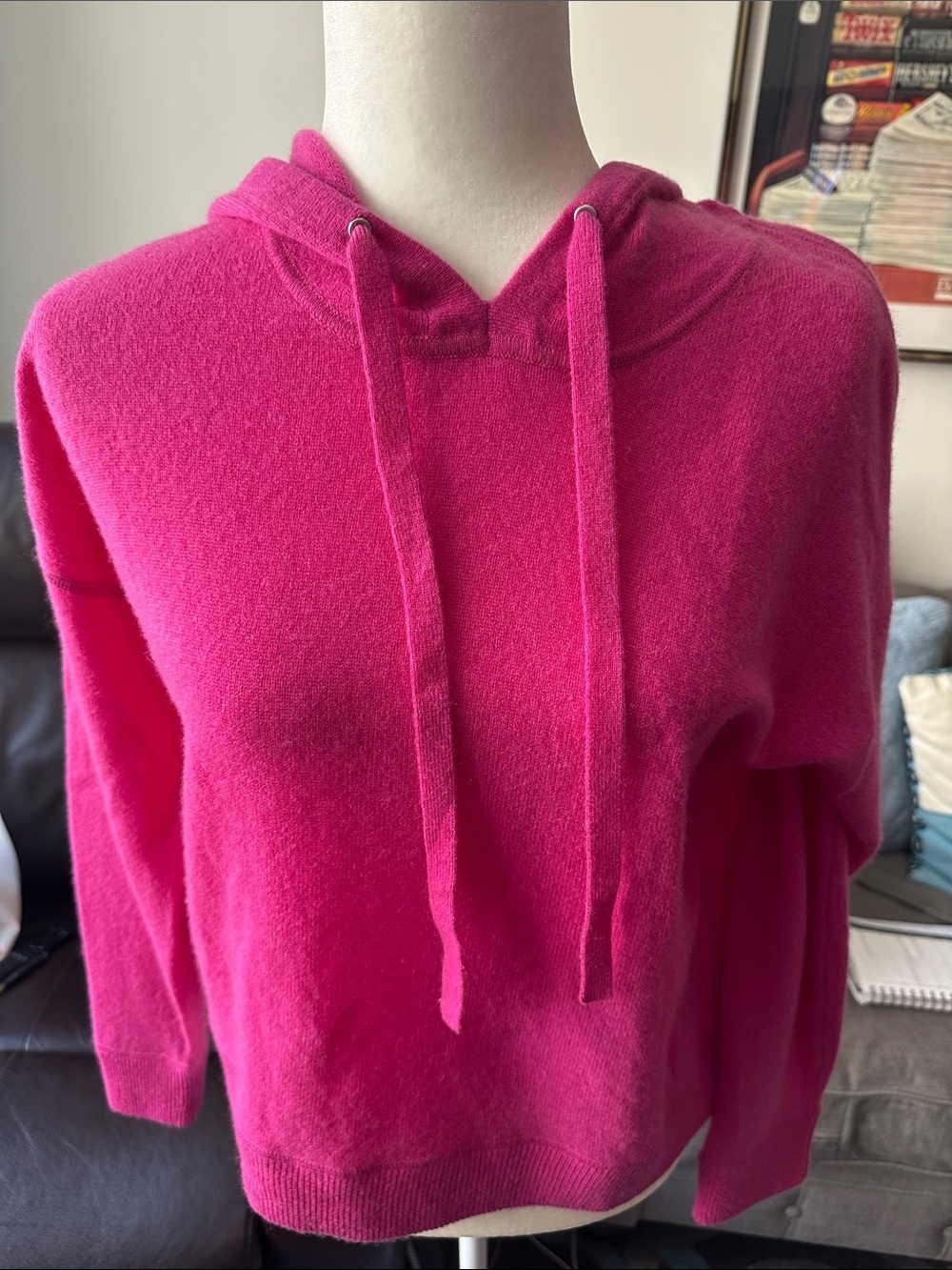 Bloomingdale's C for Cashmere Hot Pink Cashmere Sweater - Picture 3 of 4